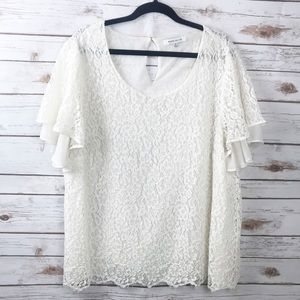 Rose and Olive Lace Short Sleeve Top sz 3X
